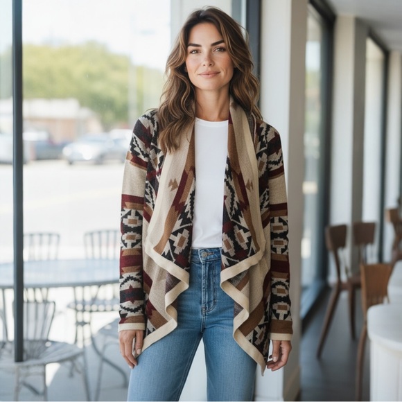 Under Skies Sweaters - Under Skies Southwestern Drape Cardigan